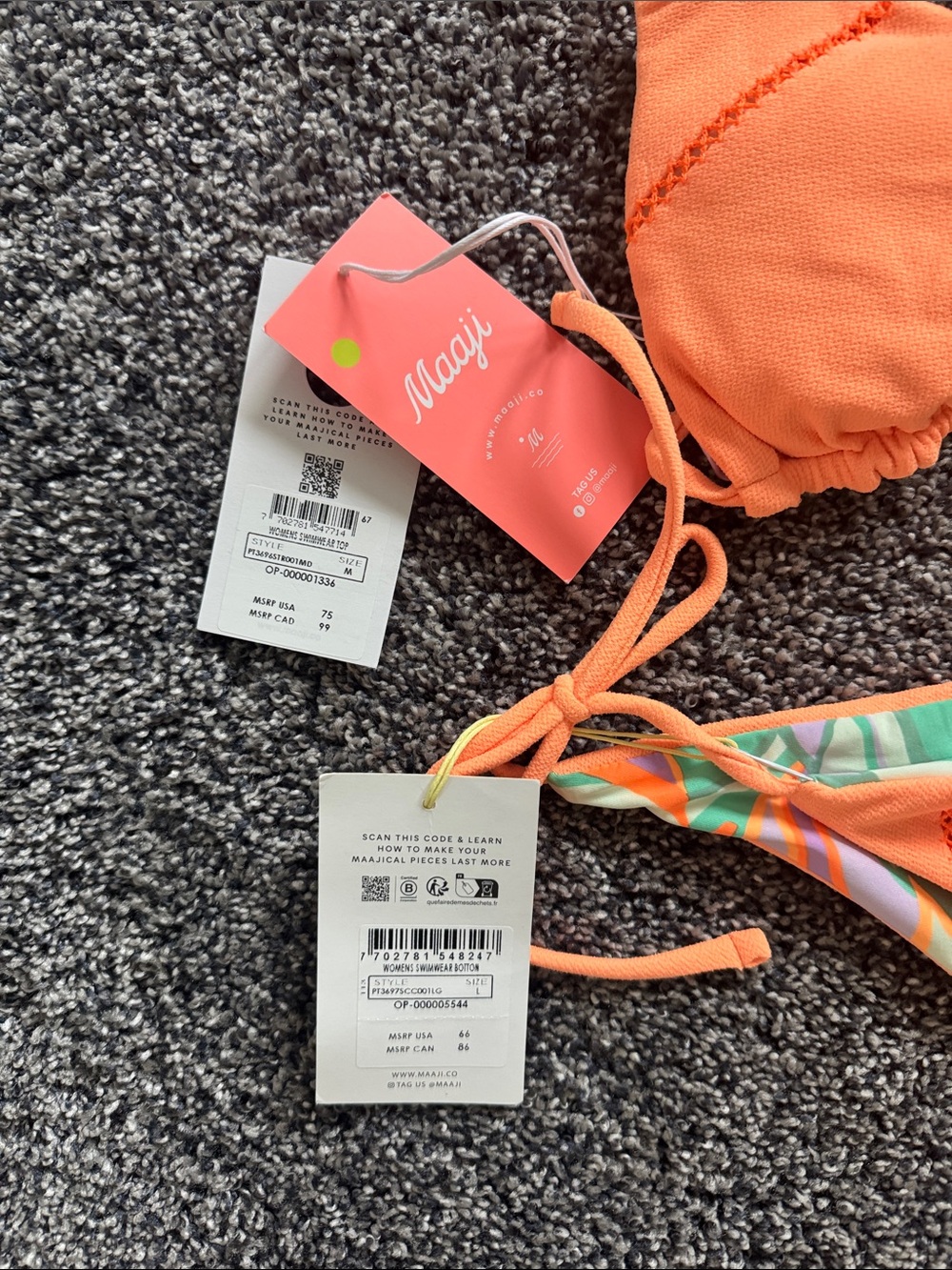 Maaji Orange Textured Triangle Bikini Set - Picture 2 of 2